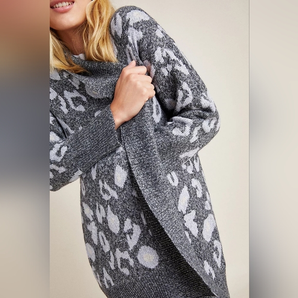 Anthropologie cupcakes & cashmere Molly leopard cardigan Large - Picture 3 of 11